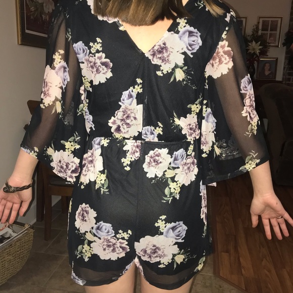 Black Floral Romper - Picture 2 of 4